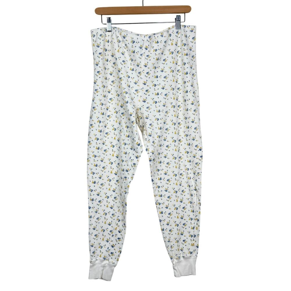 Vintage Old Navy Ditsy Floral Cotton Pajama Pants Waffle Knit Cottage 90s Y2K